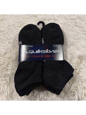 Quicksilver mens half cushion 8 pack socks black NWT size 10-13